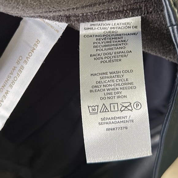 NWT Ann Taylor High Waist Easy Straight Cropped Navy Blue Faux Leather Pants  14 - Picture 10 of 11